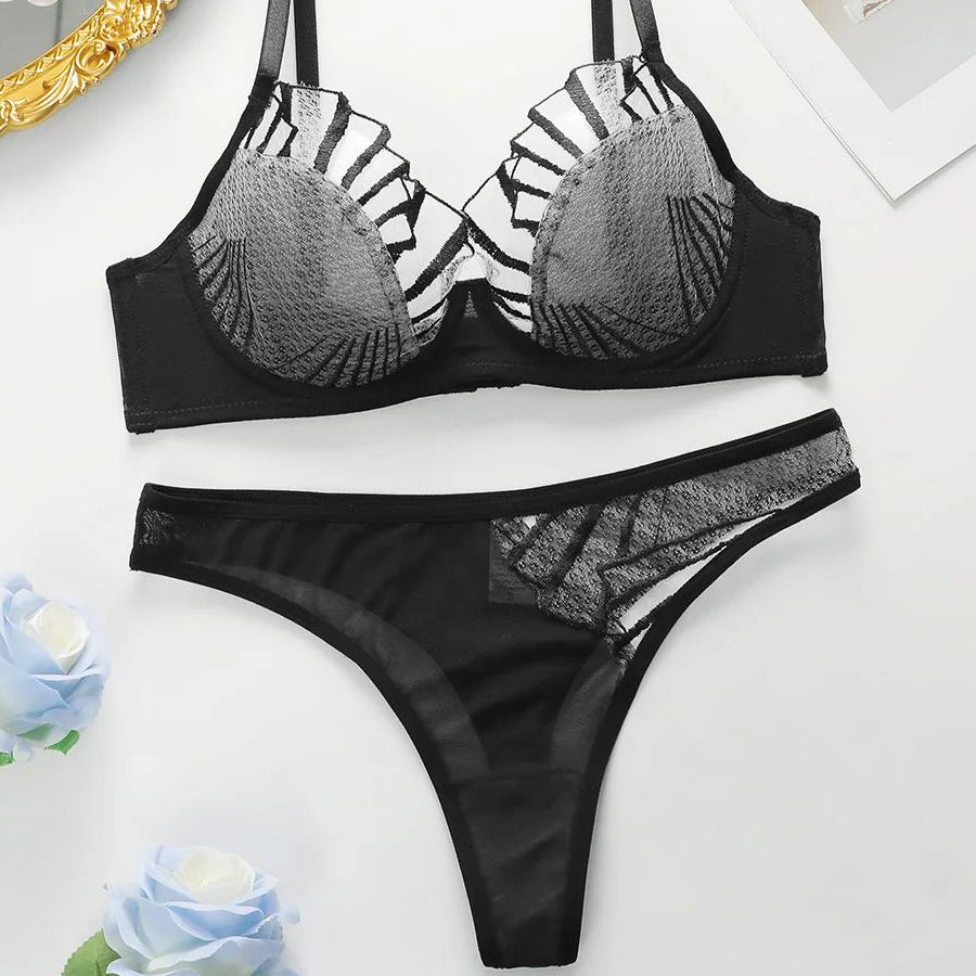 Nocturnal Butterfly Mesh & Lace Lingerie Set