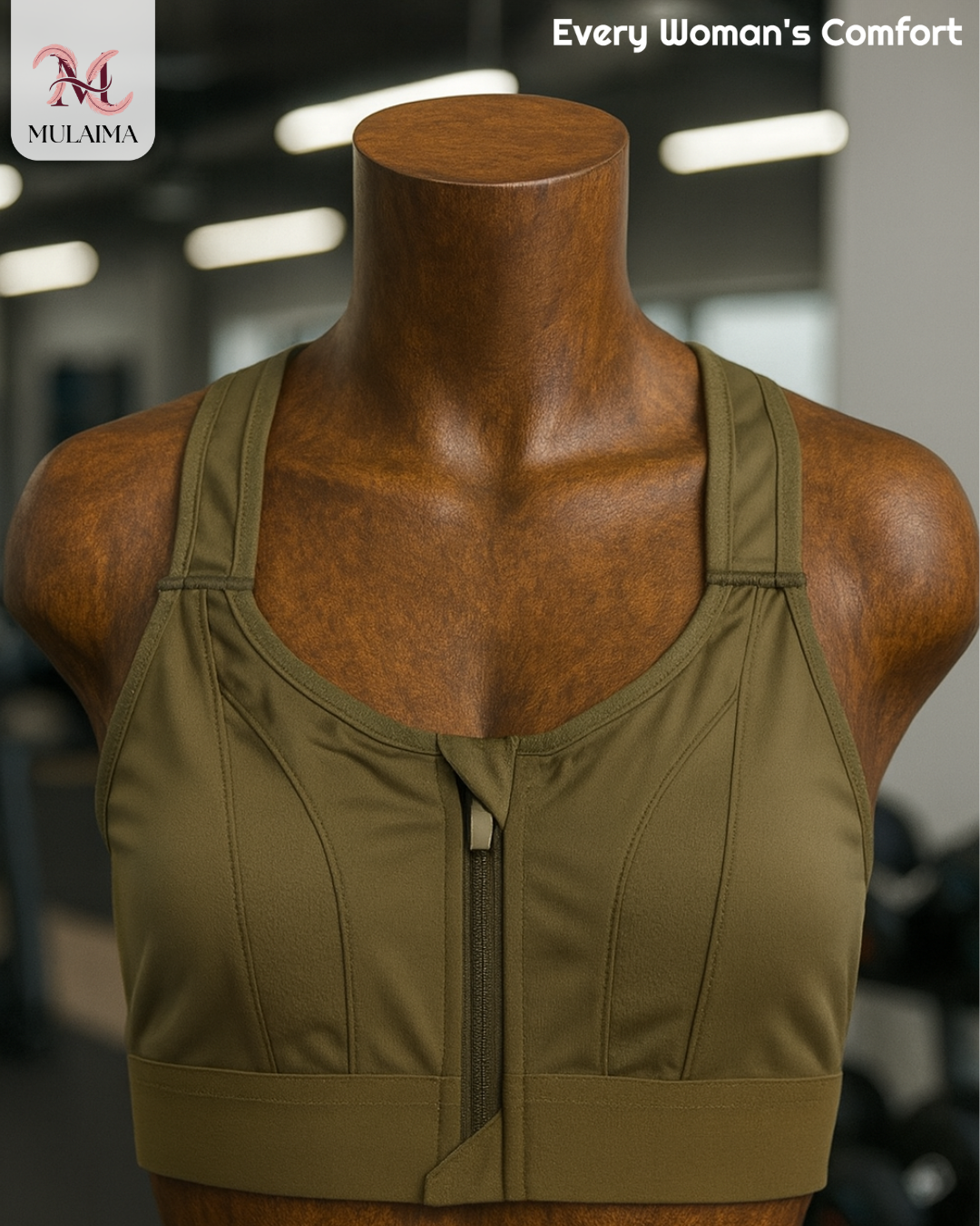 MULAIMA TERRAFIT Women’s High-Support Sports Bra – Front Zip Activewear
