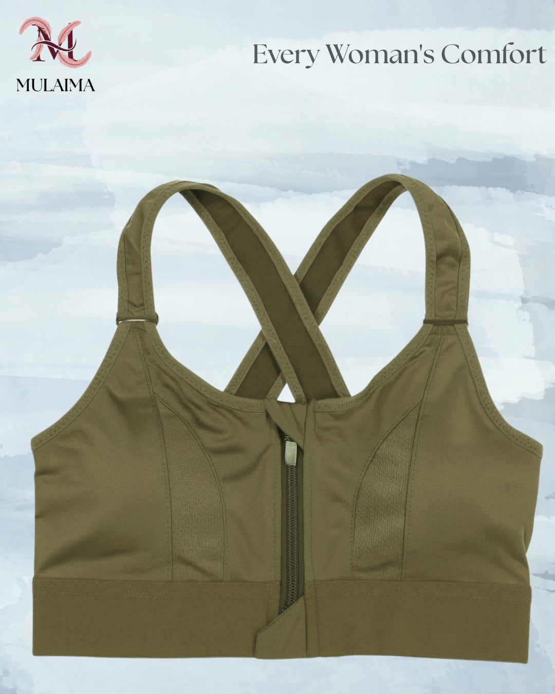 MULAIMA TERRAFIT Women’s High-Support Sports Bra – Front Zip Activewear