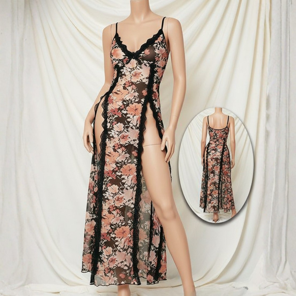 Floral Moonlight Glow Nightwear Maxi Gown