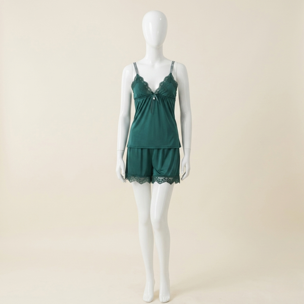 Emerald Whisper Lace Nightwear Set