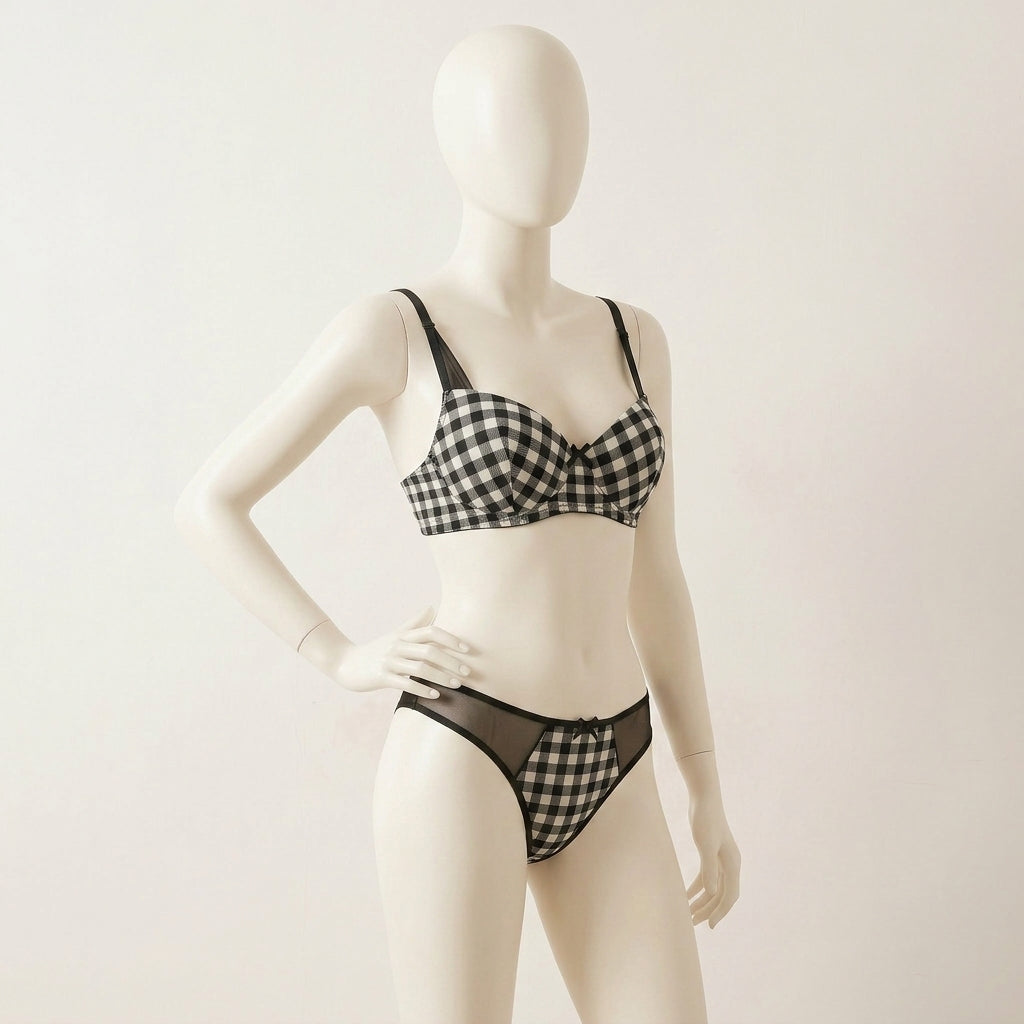 Classic Gingham Plaid Wired Bra & Panty Set