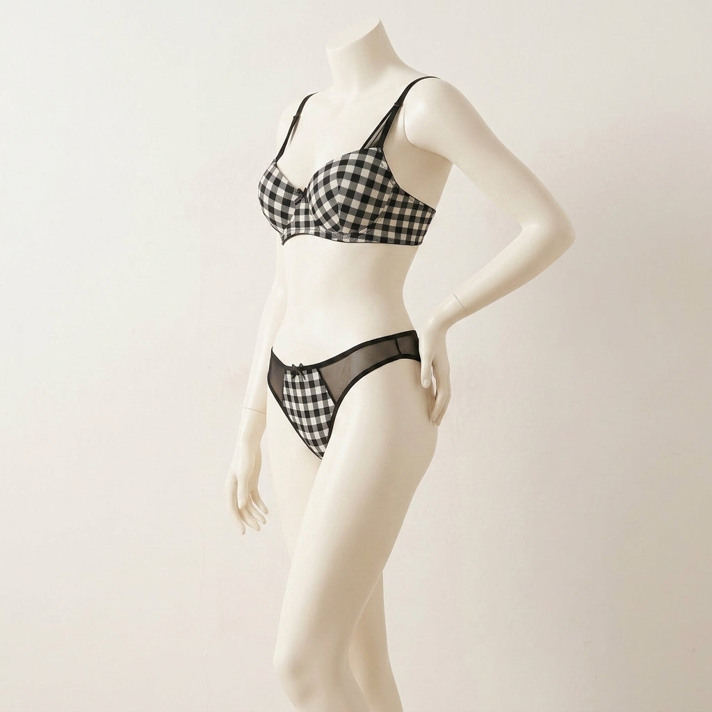 Classic Gingham Plaid Wired Bra & Panty Set