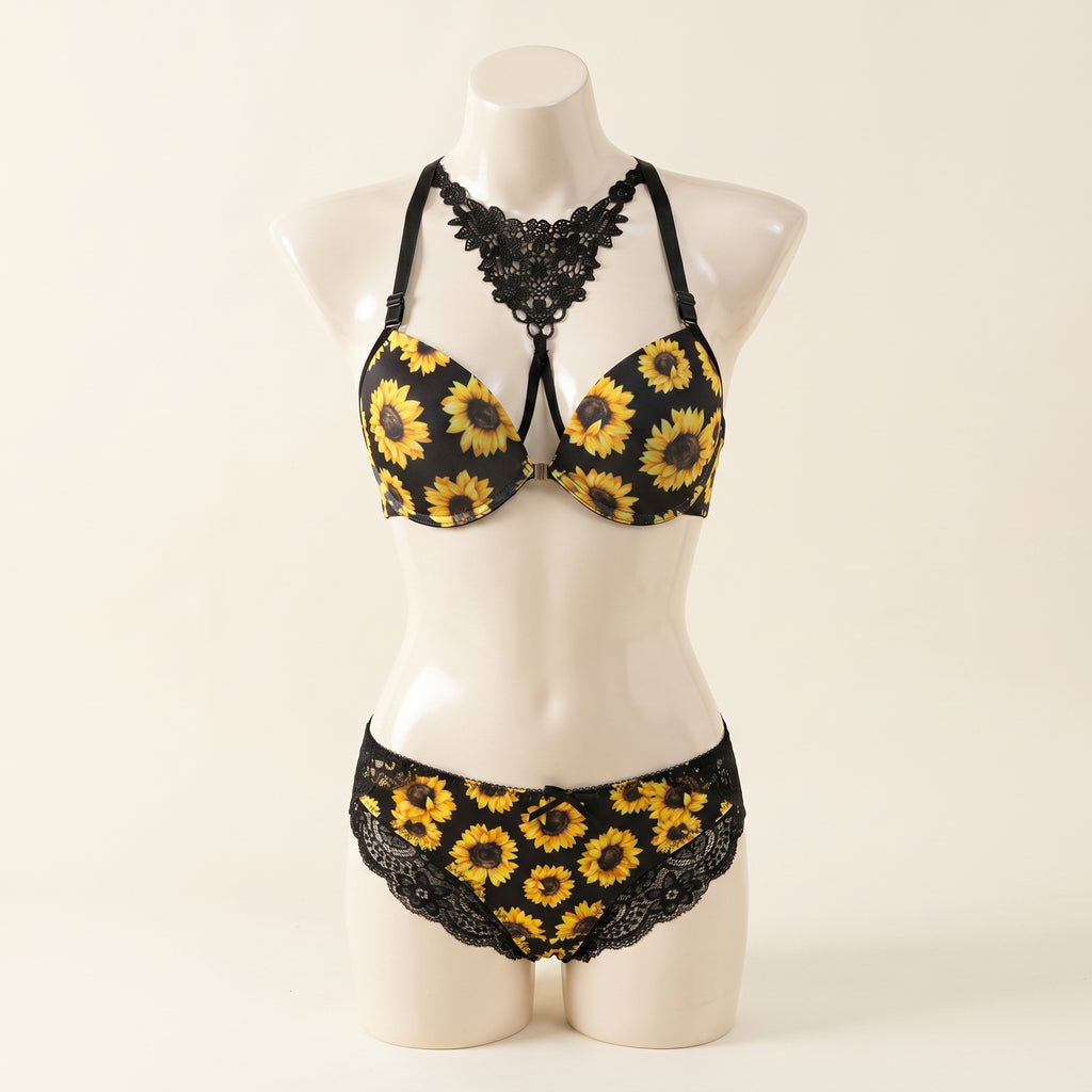 Radiant Sunflower Lace & Strappy Set