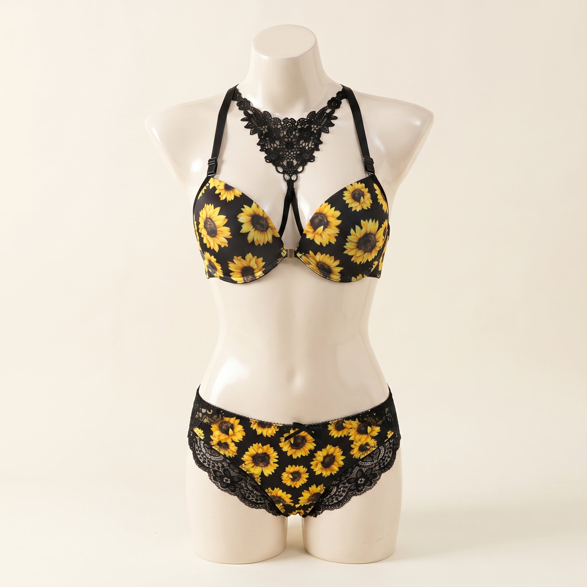 Radiant Sunflower Lace & Strappy Set