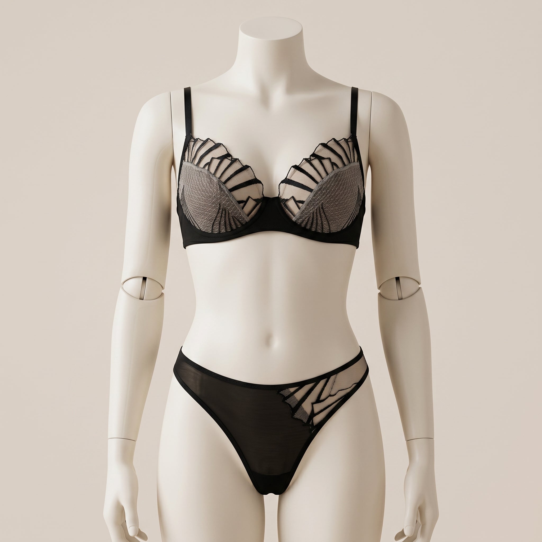 Nocturnal Butterfly Mesh & Lace Lingerie Set