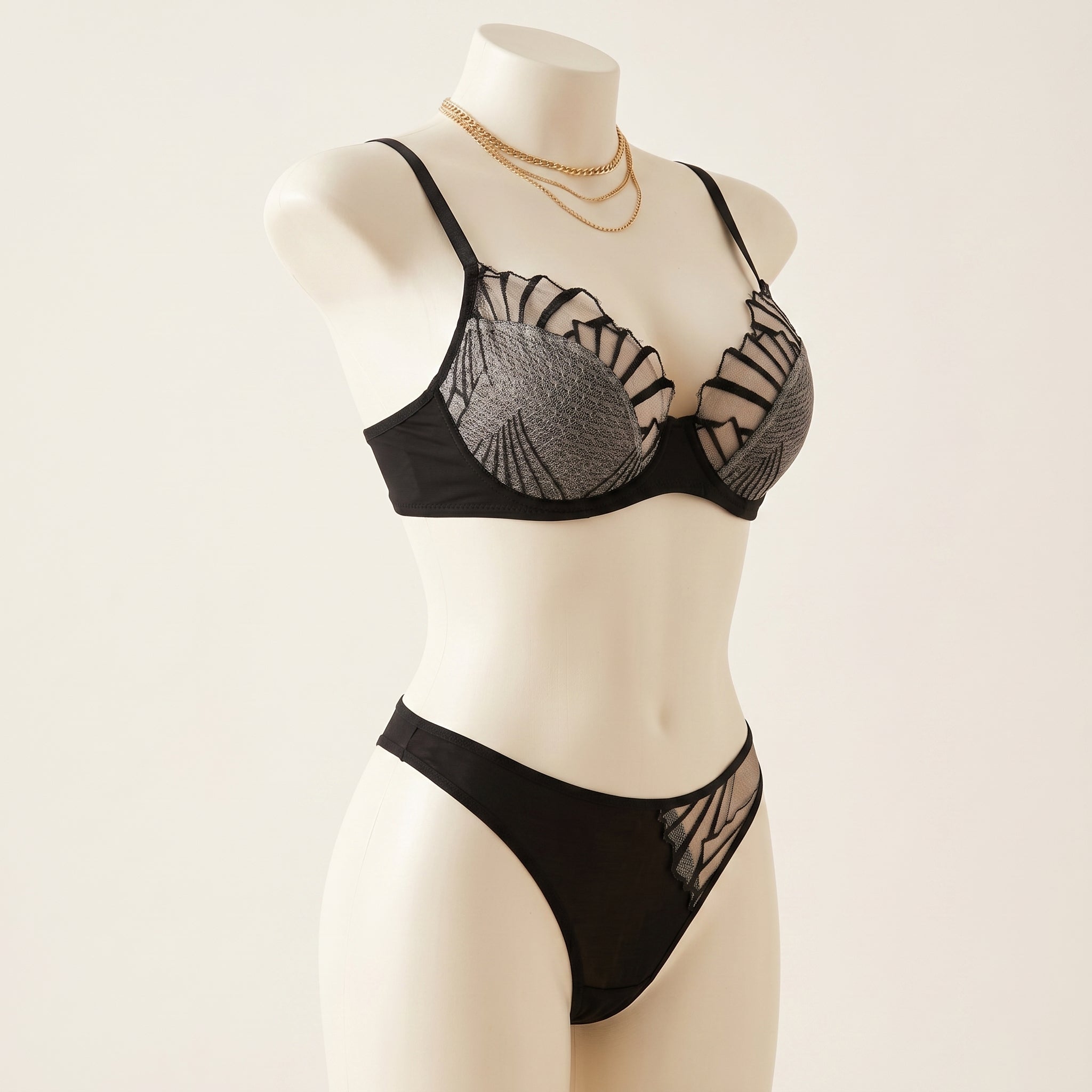 Nocturnal Butterfly Mesh & Lace Lingerie Set