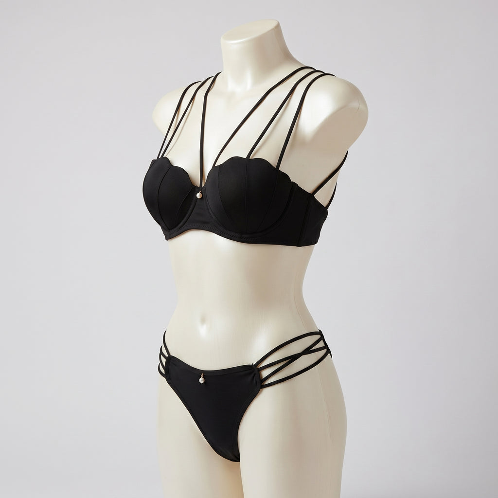 Sultry Strappy Cross-Back Push-Up Lingerie Set