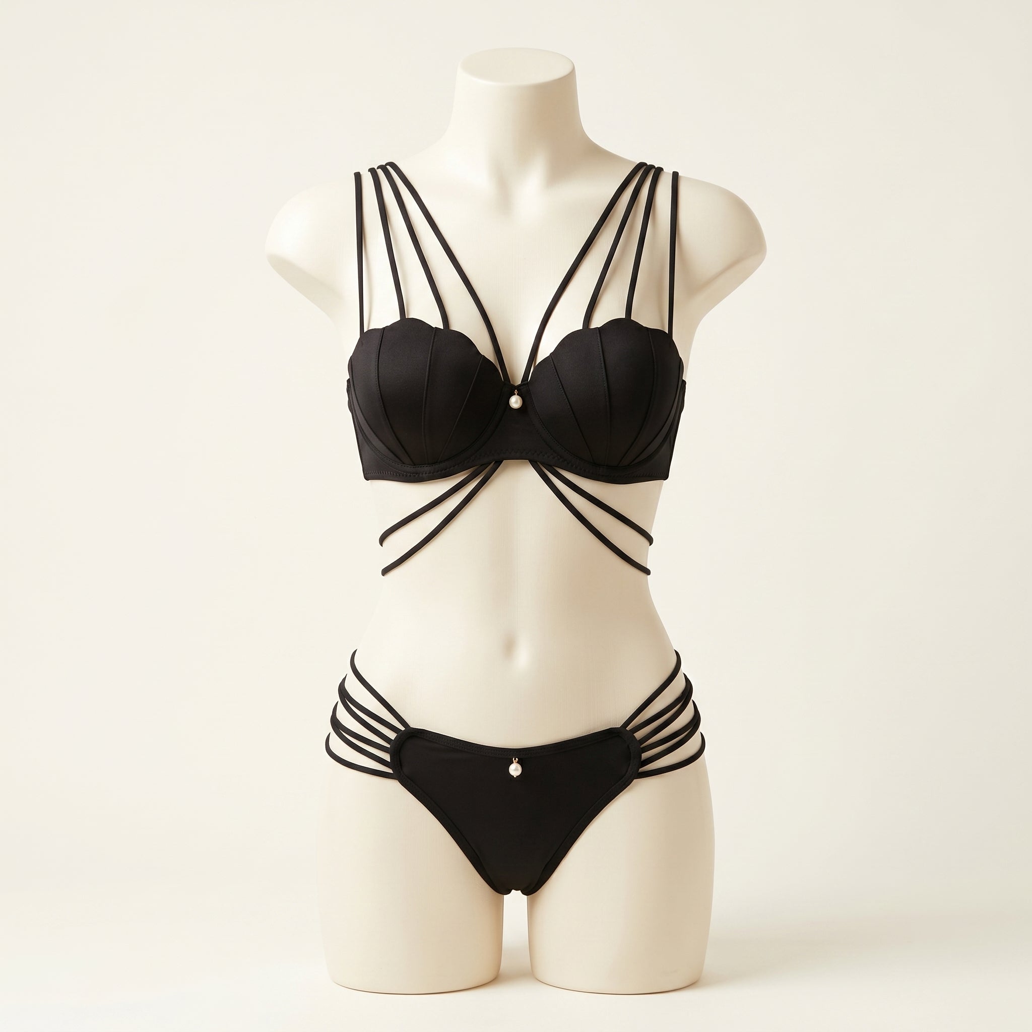 Sultry Strappy Cross-Back Push-Up Lingerie Set