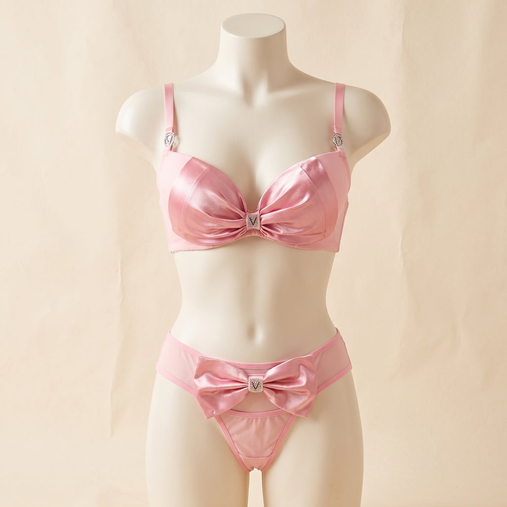 Sweet Bow: Elegant Comfort Bra & Panty Set