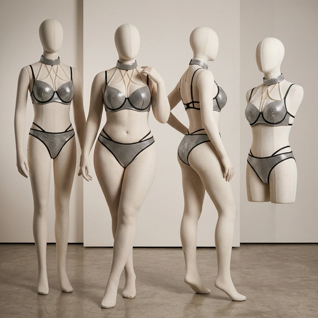 Glamorous Shimmer Sequined Lingerie Set