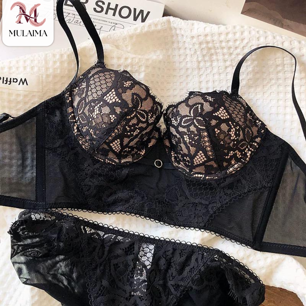 Mulaima Midnight Lace Lingerie Set – BlackRose