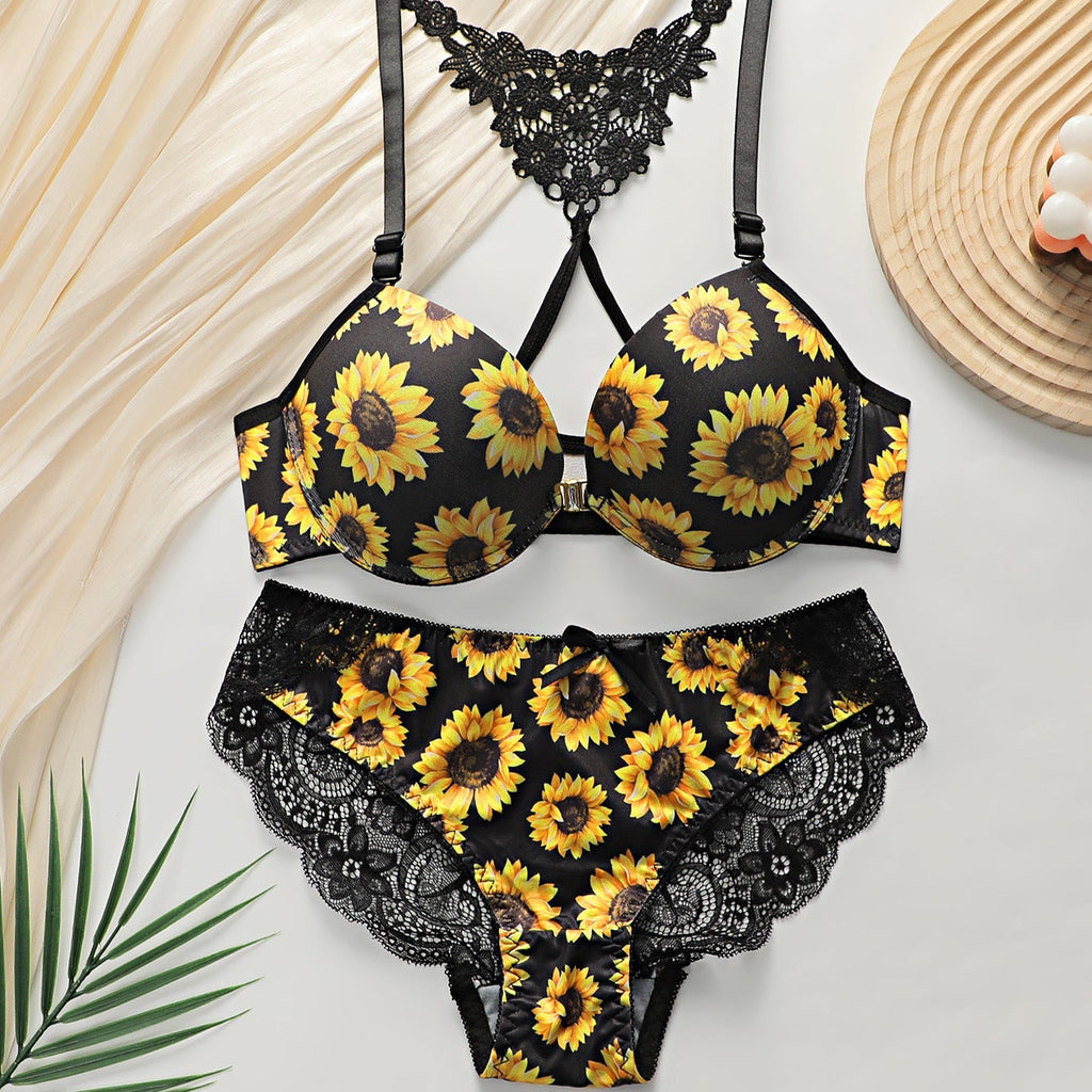 Radiant Sunflower Lace & Strappy Set