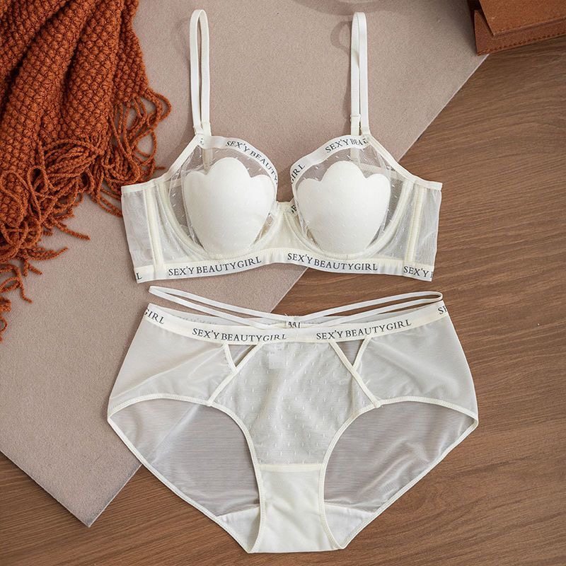 Shell-Detail Mesh Push-Up Bra and Panty Set