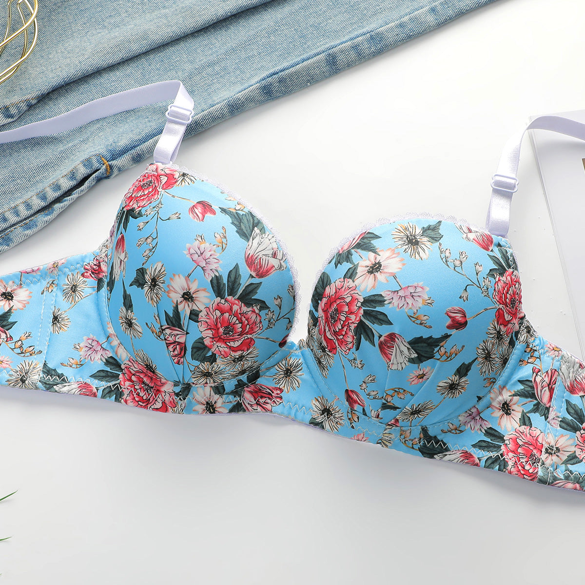 Romantic Rose Bloom Underwire Lingerie Set