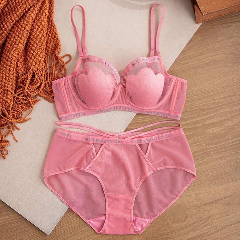 Shell-Detail Mesh Push-Up Bra and Panty Set