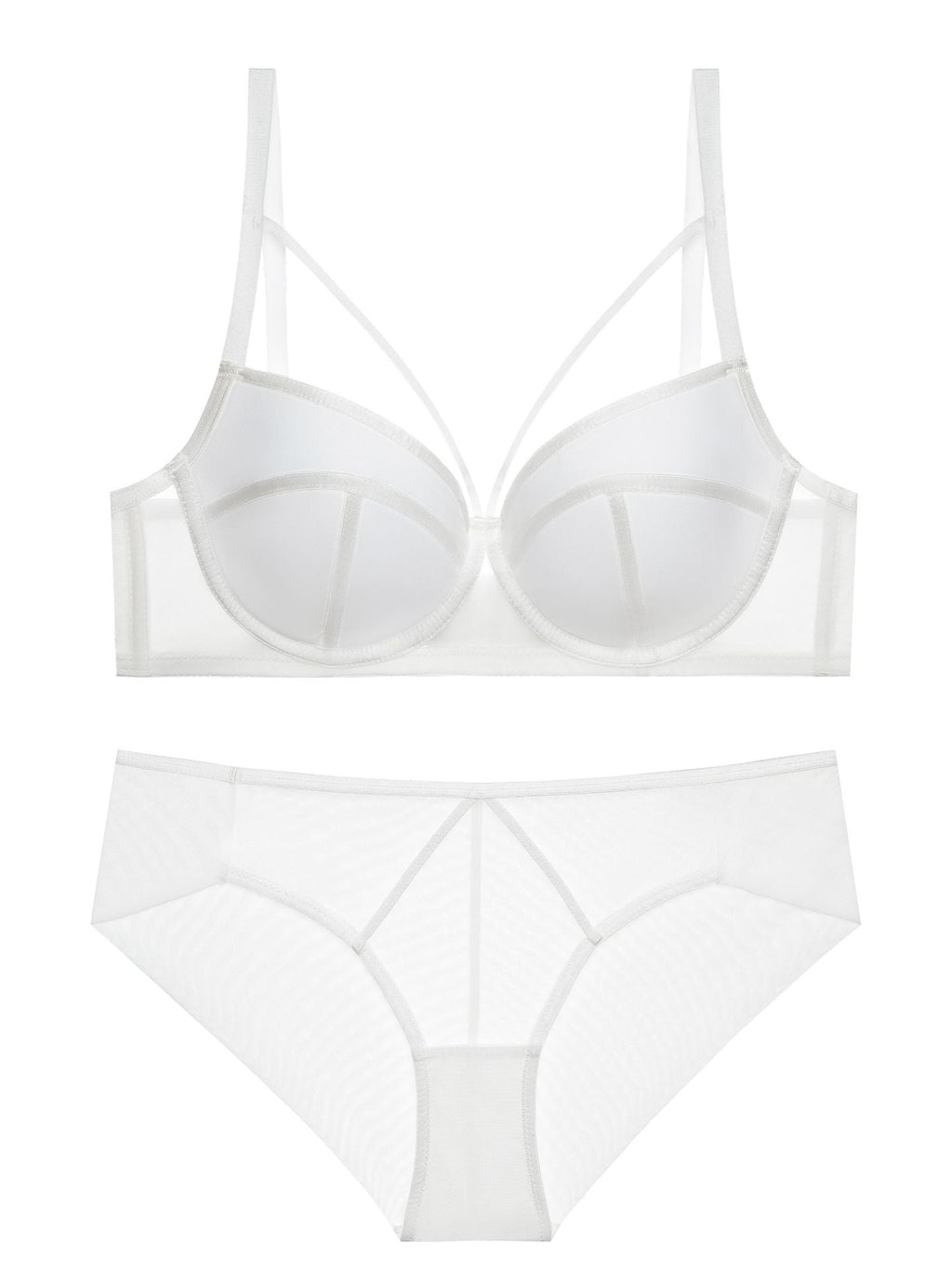 Midnight Lace: Hollow-Out Strappy Underwire Bra & Panty Set