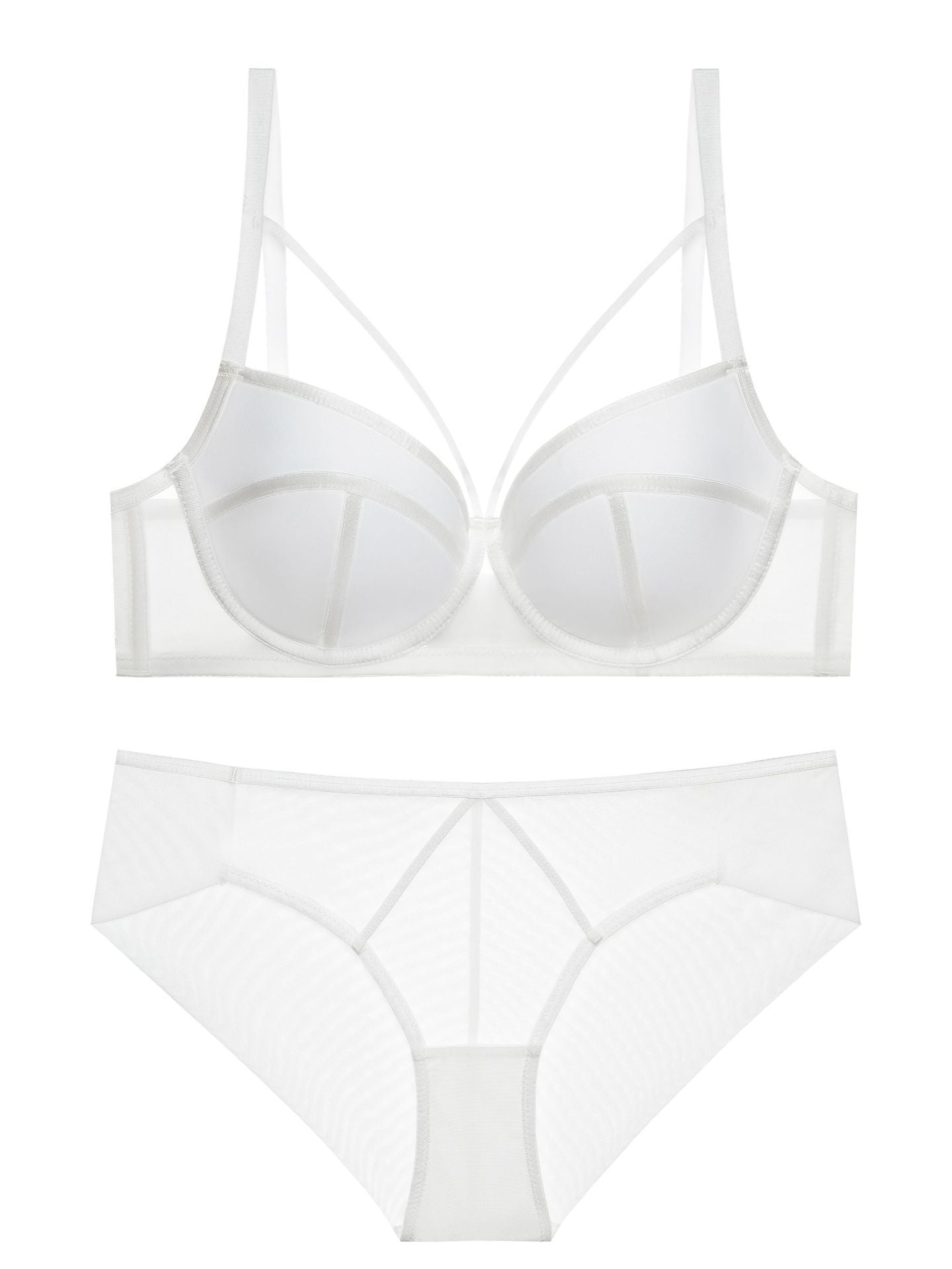 Midnight Lace: Hollow-Out Strappy Underwire Bra & Panty Set