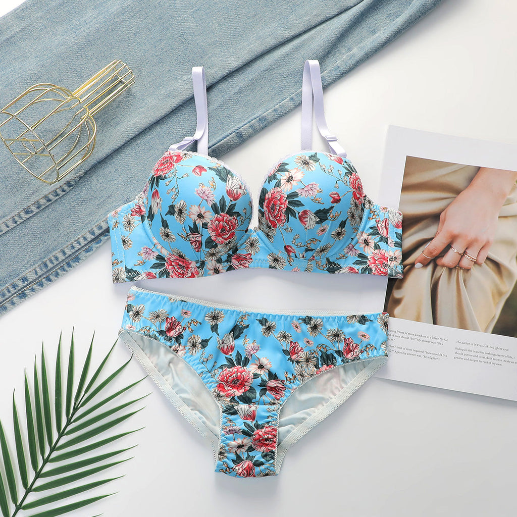 Romantic Rose Bloom Underwire Lingerie Set