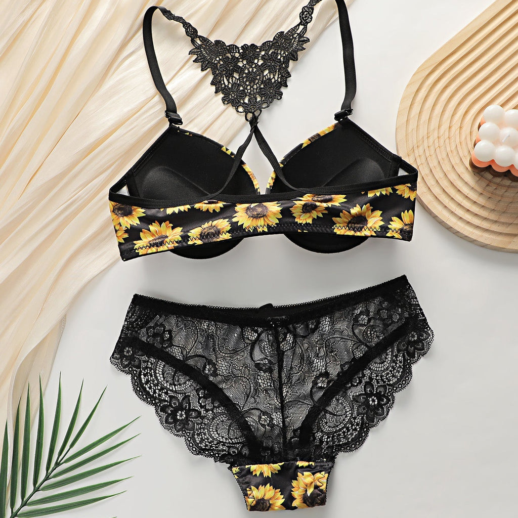 Radiant Sunflower Lace & Strappy Set