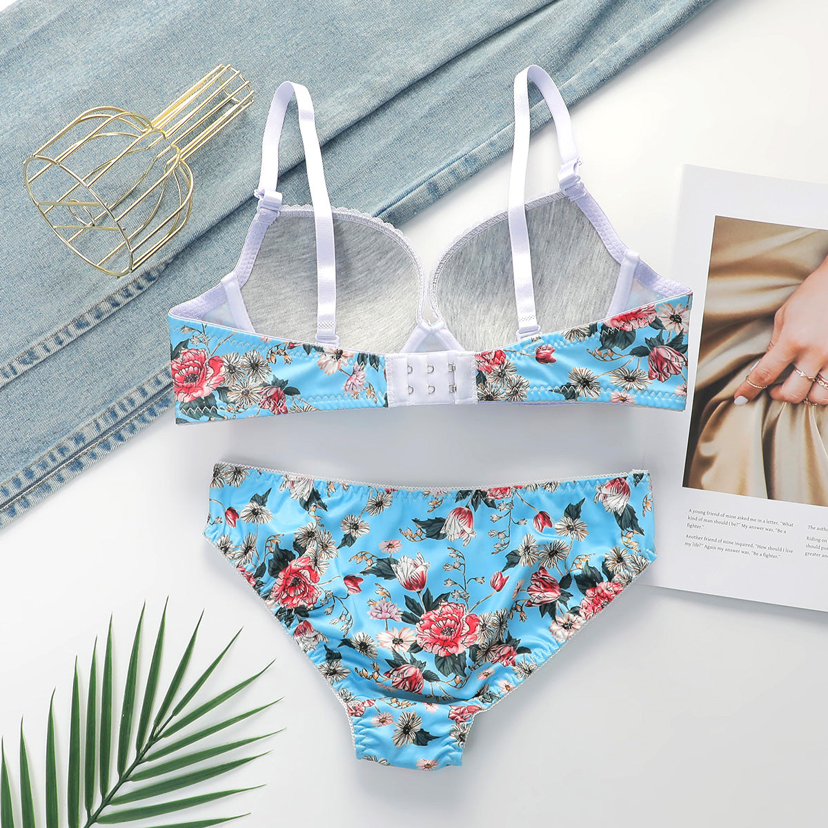 Romantic Rose Bloom Underwire Lingerie Set