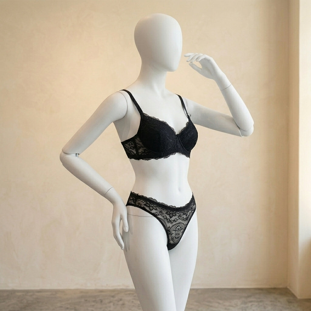 Midnight Lace Deep-V Silhouette Set