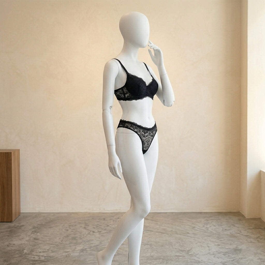 Midnight Lace Deep-V Silhouette Set