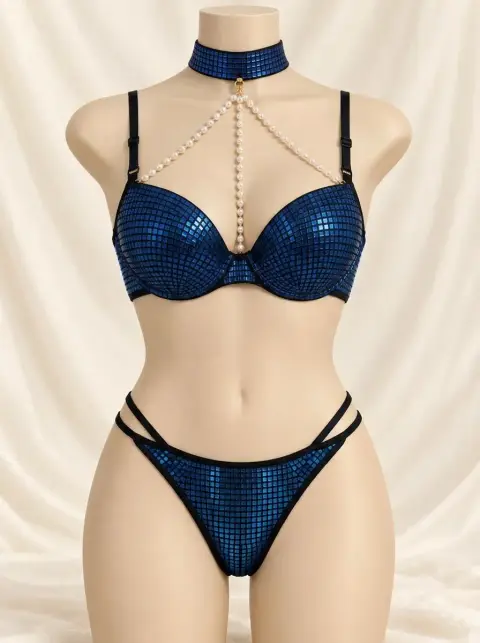 Beaded Shimmer Bra Set