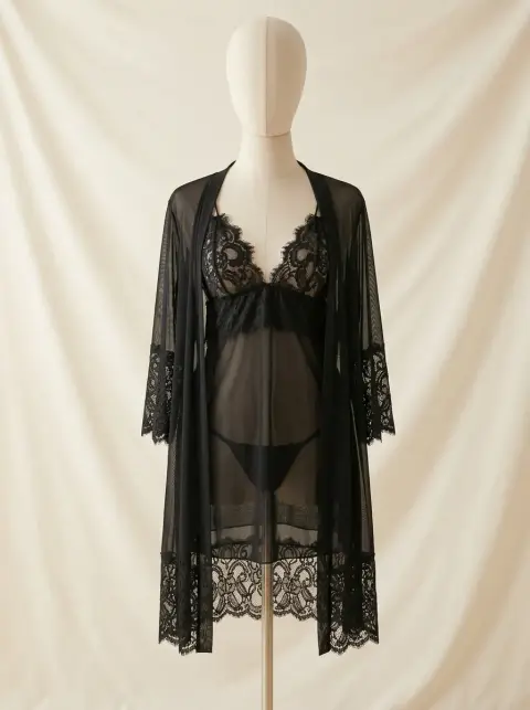 Delicate Net 3 Piece Nighty and Robe Set (view 2)