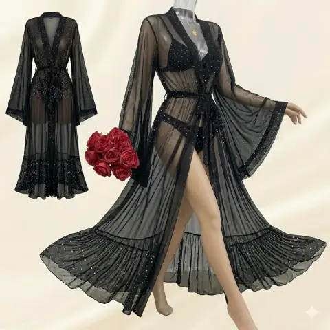 Dreamy 3 Piece Nightwear Set in Red and Black