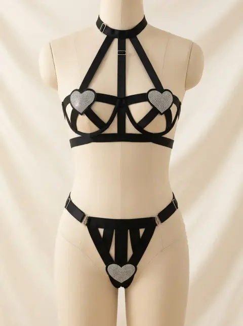 Heart Gem Statement Lingerie Set