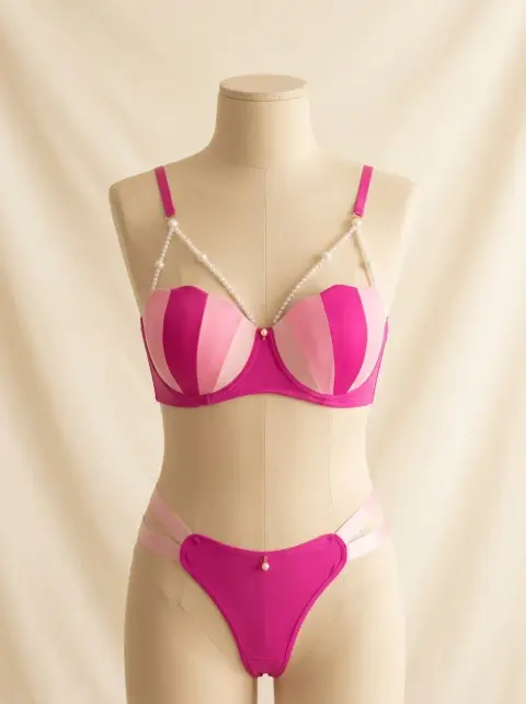 Ice Cream Print Padded Push-Up Bra Set