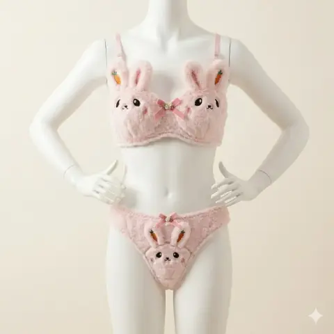 Kitty Print Push-Up Bra Set for All Seasons