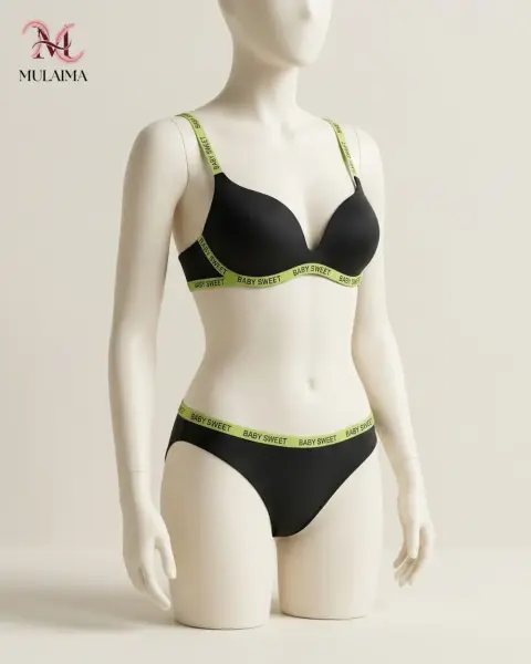 Letter Print Tee and Bra Set (view 6)