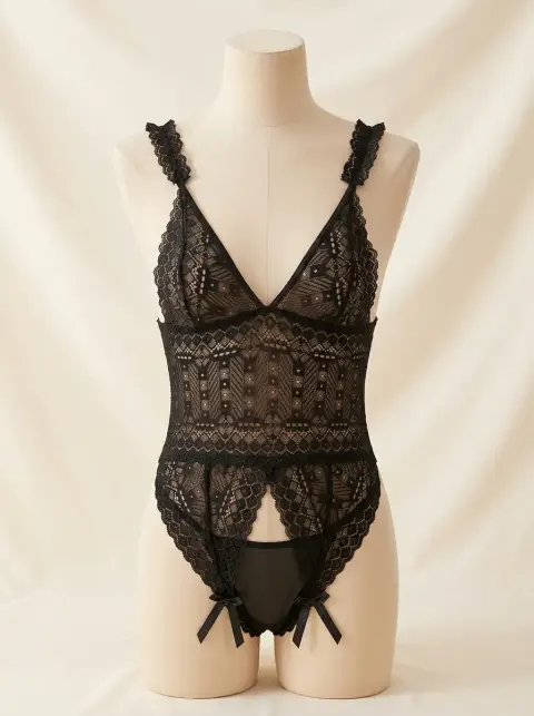 Net See-Through Short Nightwear Duo