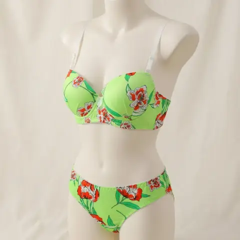 Printed Push-Up Bikini Bra Set