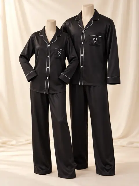 Pure Silk Matching Couple Sleepwear