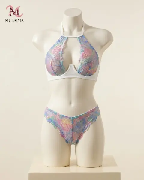 Rainbow Lace Halter Bra Set (view 2)