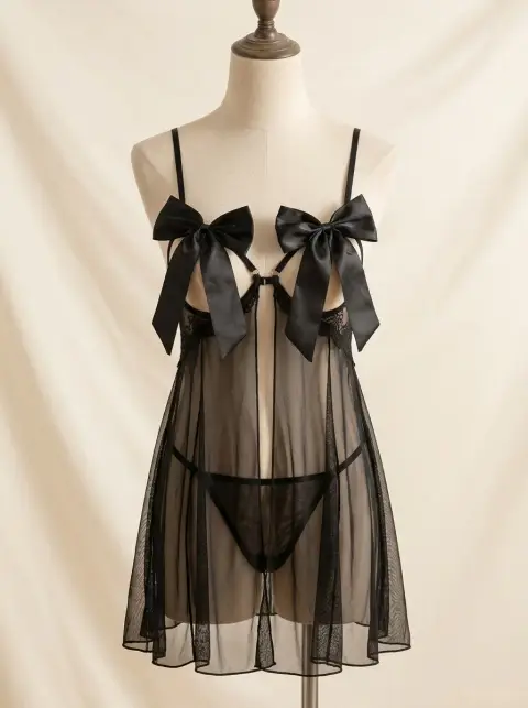 Sheer Strap Nightdress with Adjustable Straps (view 2)