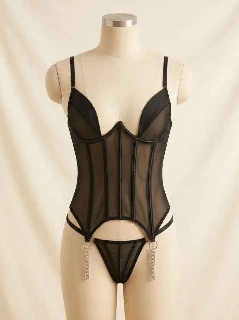 Transparent Mesh Bodysuit for Women