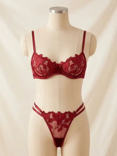 Two-Piece Embroidered Underwire Bra and Panty Set